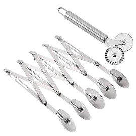 Odowalker 5 Wheel Pastry Cutter Pizza Cutter with Stainless Steel Double Cutter, Set of 2 Pizza Slicer Multi-Round Pastry Knife for Pizza Pies Waffles Dough Cookies
