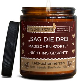 Lustige Duftkerze mit Spruch für Partner | Handgemacht aus Sojawachs | In Geschenkbox | Nachhaltiges Valentinsgeschenk | Ehe Mann, Freund, Frau, Freundin, Verlobte, Jahrestag |Lebkuchen