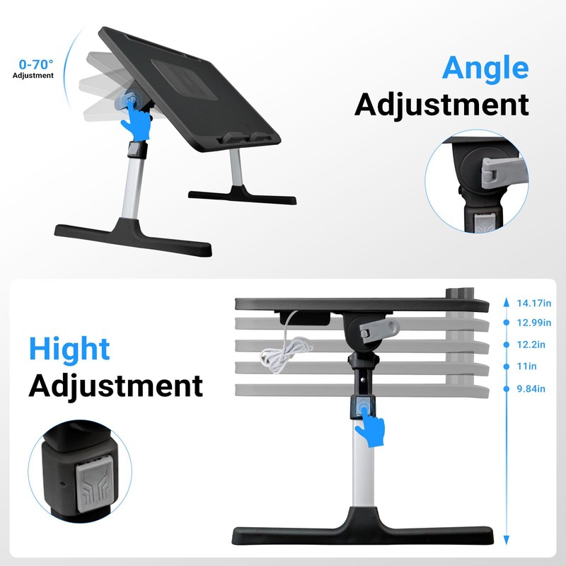 iXTRA Laptop Lap Desk Include Cooling Fan,Adjustable Lap Desk with
