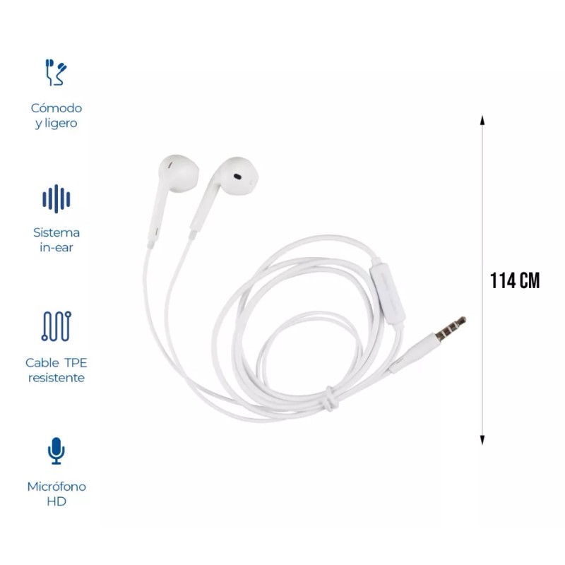 Control Expert Audifonos Alambricos Manos Libres Con Microfono Color Blanco