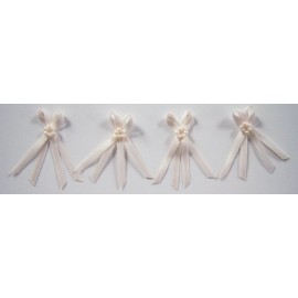 Unbranded 12 Ivory Satin & Pearls 1/8" Ribbon Bows 1/2" x 1 1/2" - ab-130i