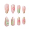 Glitter Press on Nails Short Almond Fake Nails with Strawberry