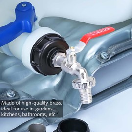 Ezranova IBC Auslaufhahn, Tankhahn Alloy Kugelhahn mit 3/4 Zoll Anschluss IBC Adapter für Wassertankhahn, Regenwassertank IBC Tank Zubehör