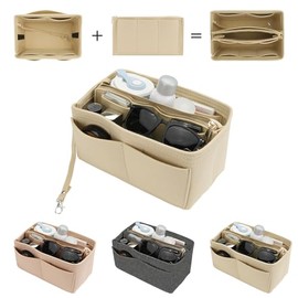 Lukovee Organizadores de Bolsa de Mujer, Organizador de Bolsas de Mano de Fieltro Insertar Multipockets, Bolso Organizador Maquillaje Neceser Aseo de 
