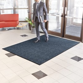 Consolidated Plastics Aquasorb Premiere Entrance Floor Mat with Non-Slip Rubber Backing, Absorbs Water, 30 Oz Heavy Duty Carpet Rug Commercial Grade (24" x 35", Indigo)