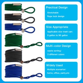 Household Trash Can Bands 6-Pack - Rubber Straps Prevent Bag Slippage (Fits 8-96 Gal Cans)｜3 Long + 3 Short Color-Coded｜Kitchen/Garage Use