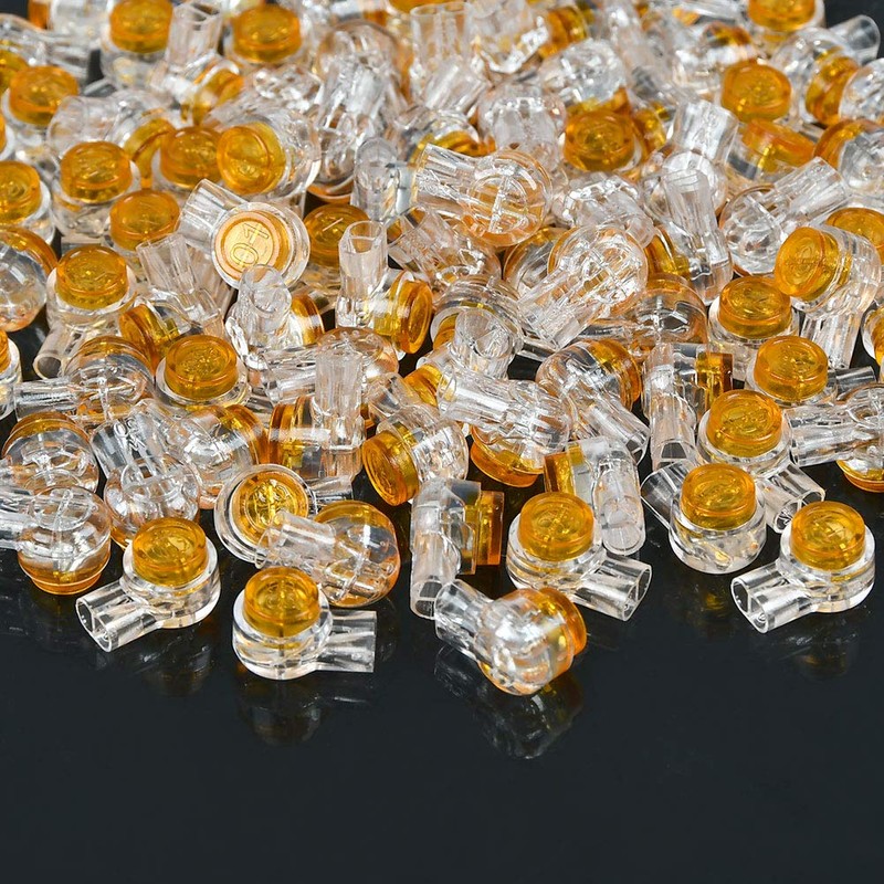 BUYGOO 200PCS Waterproof Gel-Filled Orange Clear Button Telephone Wire Connectors