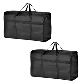 2 Pack 130L Extra Large Storage Bags, Big Moving Bags with Strong Zippers Packing Bag Moving Storage Travel Camping for Space Saving(Black-L)