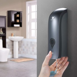 Soap Dispenser,Decdeal CHUANGDIAN 300ml No Drilling Shower Dispenser Wall Mounted Manual Bathroom Shower Gel Liquid Shampoo Sanitizer Dispenser Holder for Hotel, Office, Home, Healthcare Facilities