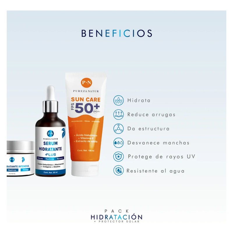 Kit Pureza Natur Protector Solar + Pack Hidratante Serums