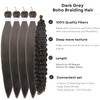 Grey Boho Hair for Braiding Dark Grey Crochet Pre stretched