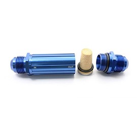 Autobahn88 Billet Inlet Fuel Filter Element, In/Out AN6, L 3.5", 150 Micron (Blue)