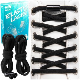 SULPO Laces without Tying - Round Shoelaces Quick Release - Elastic Shoelaces for Adults and Children - Shoelaces, black
