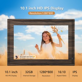 FRAMEO Digitaler Bilderrahmen WLAN 32GB 10,1 Zoll 1280x800 Touchscreen, Auto-Drehen von Porträt und Landschaft, Smart Motion Sensor, Teilen Sie Momente sofort über Frameo App von überall