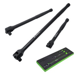 Der Erwachte 3PCS Breaker Bar Set, 1/4", 3/8", 1/2" Drive, 180°Rotatable Head, 6", 10”, 15" Length, Premium Chrome Alloy Made, Black