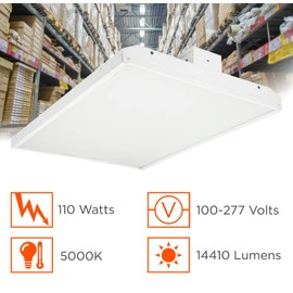 110 Watt 2 Foot High Bay | 5000K Daylight High Output 14410 Lumens | Wired 110W 100-277V High Bay | 50000 Life Hours 131LM/w | 1 Pack by GoodBulb