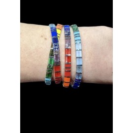 Boho Miyuki Tila bracelet boho Japanese glass tile stackable minimal USA