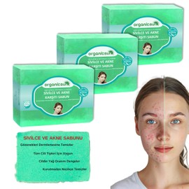 Organicsun Doğal Akne ve Sivilce Karşıtı Sabun 140 Gr x 3 Adet Tüm Cilt Tipleri İçin Natural Sabun