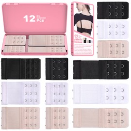 Comfortable Bra Extender, Women's Bra Extension with Storage Case, Soft and Elastic Brasier Closure Extension Strap for all Common Bra Models, Black, White or Beige, 2 or 3 Hook to Choose