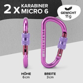 GO!elements Mini Carabiner Micro 6 with Screw Fastener, purple