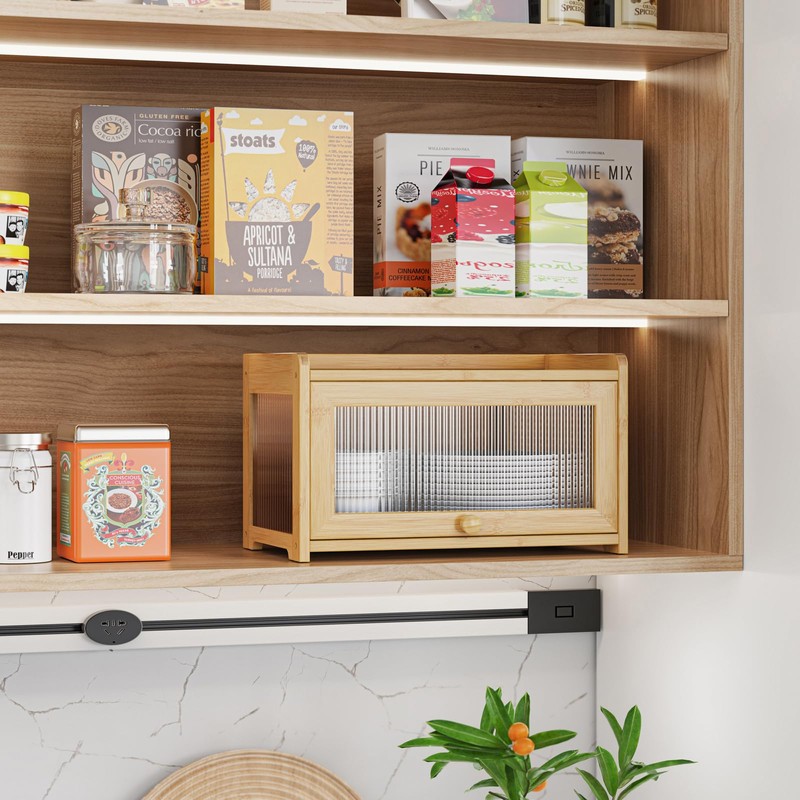 BAMBANG Extra Large Bamboo Bread Box for Kitchen Counter, Bread