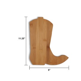 Vastigo Cowboy Boot Shaped Bamboo 9” x 11.25” Serving Cutting Board – Rustic Kitchen Decor and Functional Serving Piece for Cheese, Snacks, Food, Plating, Charcuterie and More