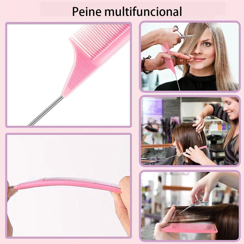 Cepillo Para Cabello Rizado Y Modelado Mujer Kit De Peines