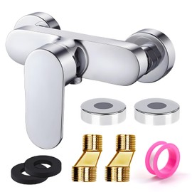 DGMI Duscharmatur, Mischbatterie Dusche, Duscharmatur Einhebelmischer, Mischbatterie für Dusche Wandmontage, Einhebelmischer dusche, Chrom-Wasserhahn Dusche mit G ½ Auslauf