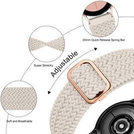 Compatible with 20mm 22mm Watch Bands Quick Release Replacement Wristband, Adjustable Stretchy Braided Bands Replacement Straps for Women Men (Mauve/Milk Tea/Starlight, 22mm)