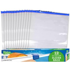 Extra Large Jumbo Slider Bags - 2.5 Gallon Storage Bags for Home, Kitchen, Office - Multi-Purpose - 12 Ct