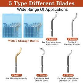KOMABLEN Pack of 21 Deburring Metal Tool Universal, Hand Deburring with 20 High-Speed Steel Blades, 360° Rotating Deburring Tool, 3D Printer Accessories for Plastic, Aluminium, Stainless Steel, Orange