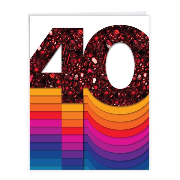 The Best Card Company - Jumbo Card for Birthdays (8.5 x 11 Inch) - Big Milestone Birthday Greeting, Group Congratulations (Not Foil, Glitter, or Sparkled) - 40 Bold Milestones J6110BMBG
