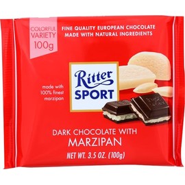 Ritter Sport Marzipan Dark Chocolate, Fresh from Germany, Chocolate with Marzipan Filling, Ritter Sport Chocolates in Colorful Variety, 3.5 Ounce (Pack of 12)