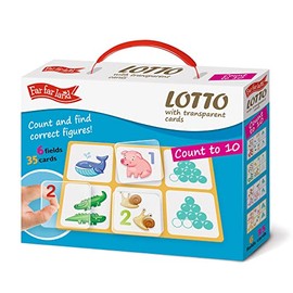 Lotto Game Transparent Plastic Cards (6 Fields 36 Cards) Count to 10 for Kids Age 3+ Early Educational Memory Games Play Set