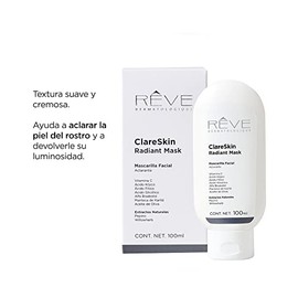 Reve Dermatologique - ClareSkin Radiant Mask - Mascarilla Facial Aclarante – Difumina manchas - Previene signos de envejecimiento - 100 m...