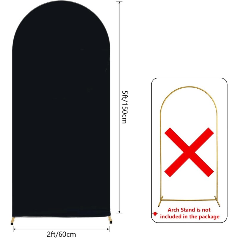 AIBIIN 2x5ft Solid Black Arch Shape Backdrop Stand for Wedding