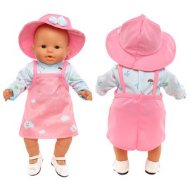 Miunana Clothes for 14-18 Inch 35-45 cm Baby Doll, Doll Clothes Outfits, Unicorn Print Clothes Hat Shoes for Dolls (Pink-Blue)