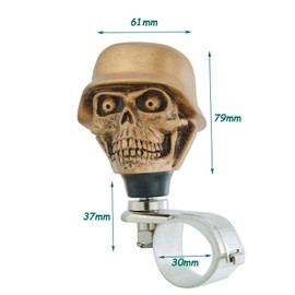 Lunsom Skull Soldier Wheel Control Power Grip Green Eyes Steering Spinner Driving Handle Booster Suicide Knob Car Turning Aid Helper Fit Most Auto Manual Vehicle (Bronze)