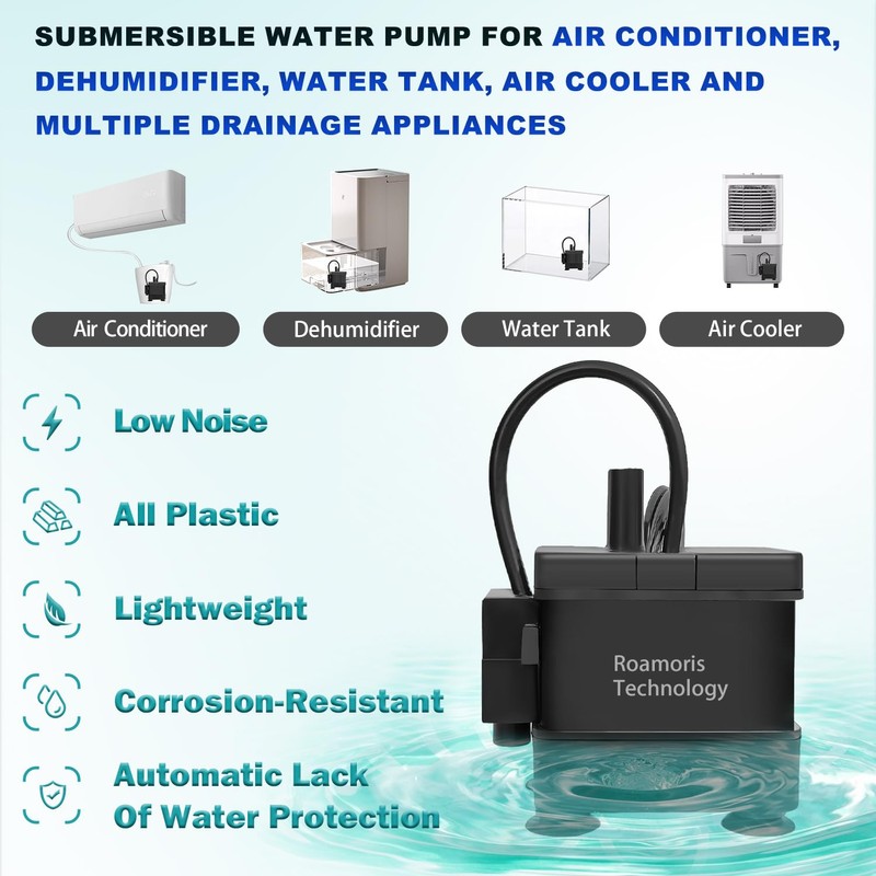 Roamoris Small Pump With Level Sensor 110V Automatic Submersible Water