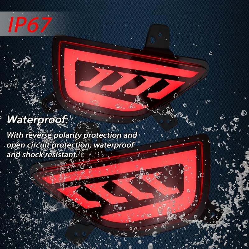 GEEGEETOP Red Lens LED DRL Rear Reflector Bumper Fog Light