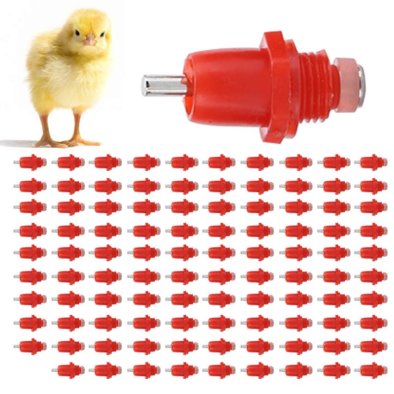 QANYEGN 100Pcs Poultry Screw Style Nippler Waterer, Chicken Nippler Drinker