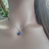 Natural raw lapis lazuli gemstone pendant chain necklace with white