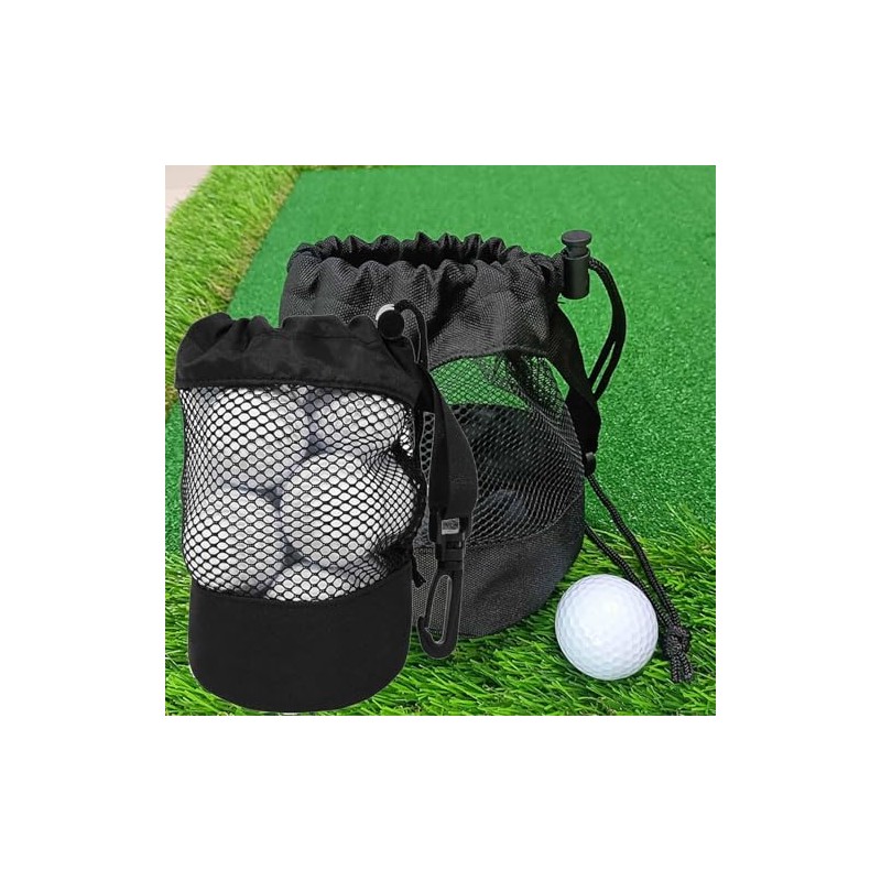 2Pack Golf Ball Storage Bag，Black Golf Ball Pouch Bags with