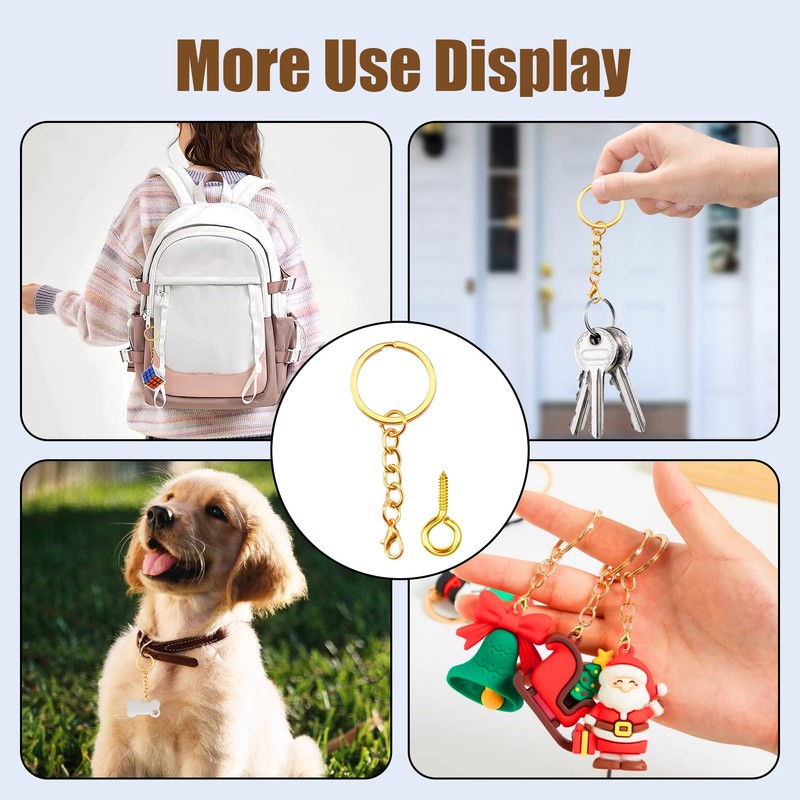 30PCS Key Chains for Craft Golden Keyring Chain 25mm Metal