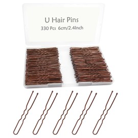 YINGFENG 330 Count U Shaped Hair Pins Brown, YINGFENG 2.4inch Brown Bun Pins Bun Hair Pins for Women Girls with Storage Box, Hair Accessories for All Hair Types
