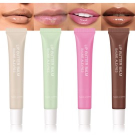 4 PCS Butter Lip Balm – Ultra-Hydrating Lip Care with Shea Butter & Olive Oil, Soothes Dry Lips with Natural Tint & Gloss Effect, Lip Plumper Moisture & Light Lip Stain Finish Set 03