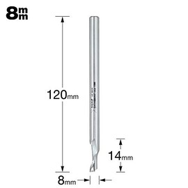 Trend Professional Single Flute Helical Plunge Router Cutter Bit, 8mm Shank, 8mm Cut Diameter & 14mm Cut Length, High Speed Steel, 50/51X8MMHSSE