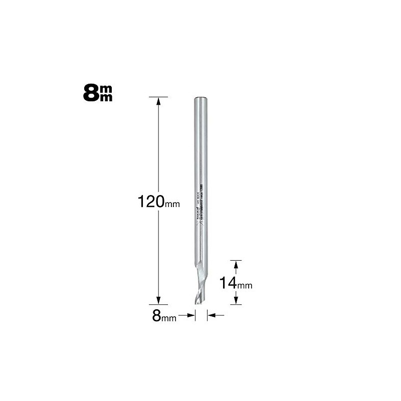 Trend Professional Single Flute Helical Plunge Router Cutter Bit, 8mm
