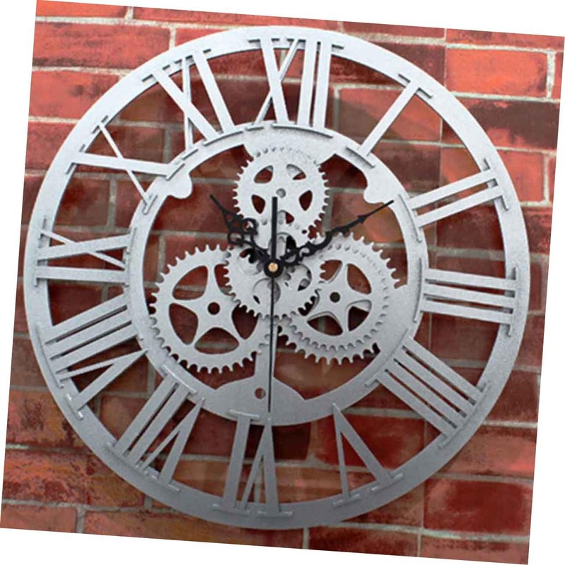 GRIRIW 1Pc Chic Retro Gear Wall Clock Industrial Style Decorative