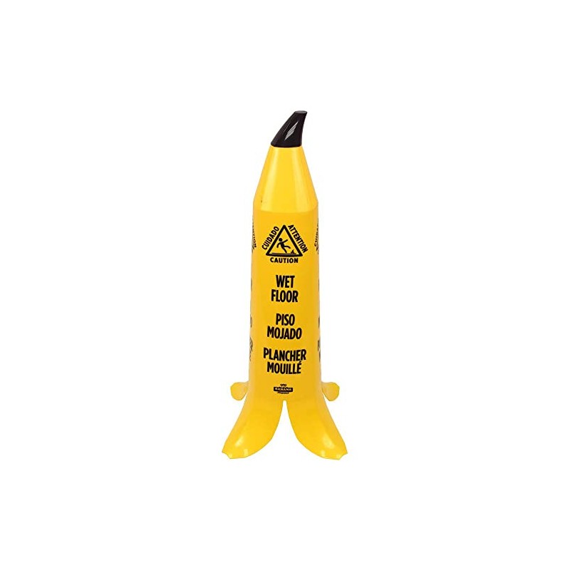 2' Yellow Banana Wet Floor Cone with Brown Stem